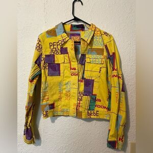 90’s Pepe Jeans Yellow and Purple Jean street ware Jacket sz L